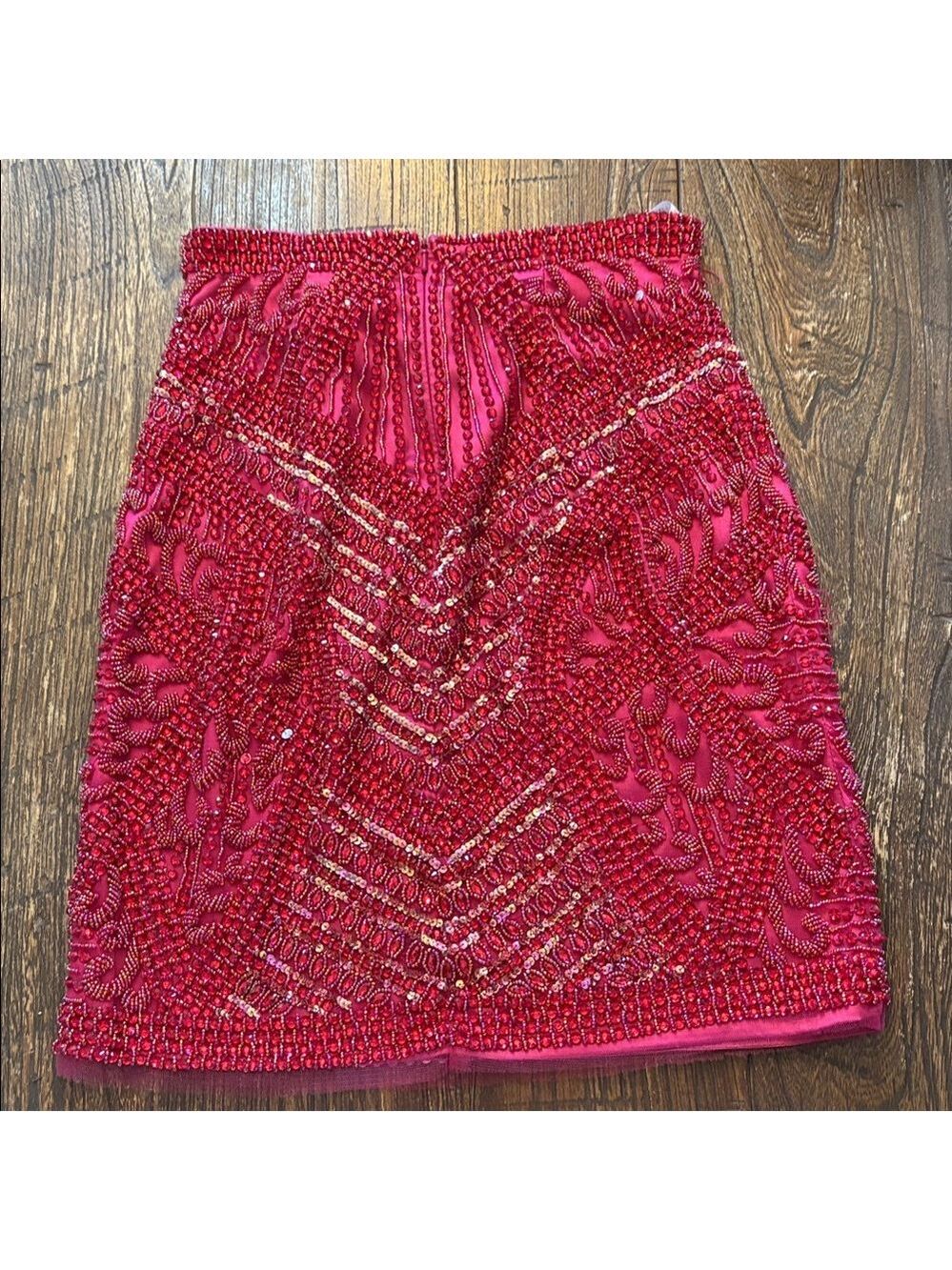 Sherri Hill Fuchsia Gold Beaded Sequin Halter Skirt Set Size 4 - Picture 3 of 11